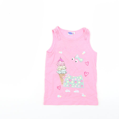 F&F Girls Pink Geometric  Basic T-Shirt Size 6-7 Years  - peppa pig