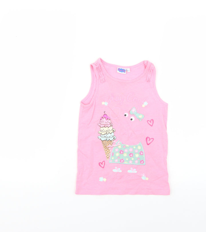 F&F Girls Pink Geometric Basic T-Shirt Size 6-7 Years - peppa pig