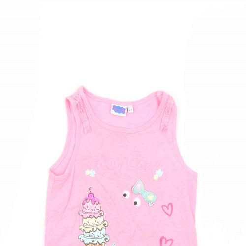F&F Girls Pink Geometric  Basic T-Shirt Size 6-7 Years  - peppa pig