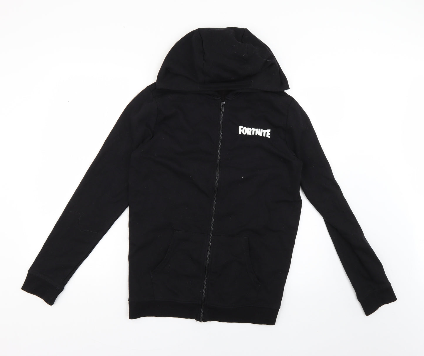 Preworn Boys Black   Full Zip Hoodie Size 14-15 Years