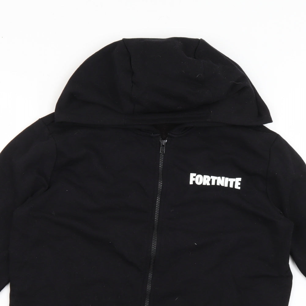 Preworn Boys Black   Full Zip Hoodie Size 14-15 Years