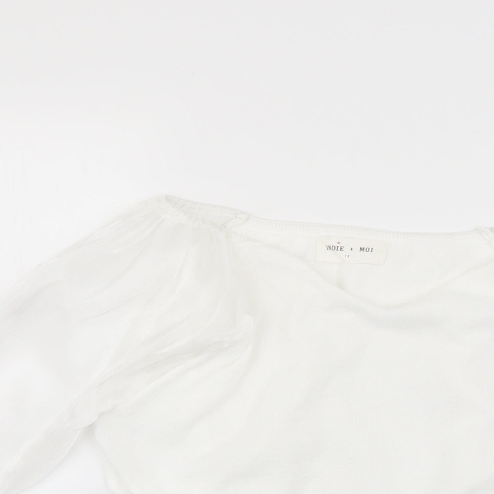 indie+ moi Womens White   Basic Blouse Size 12