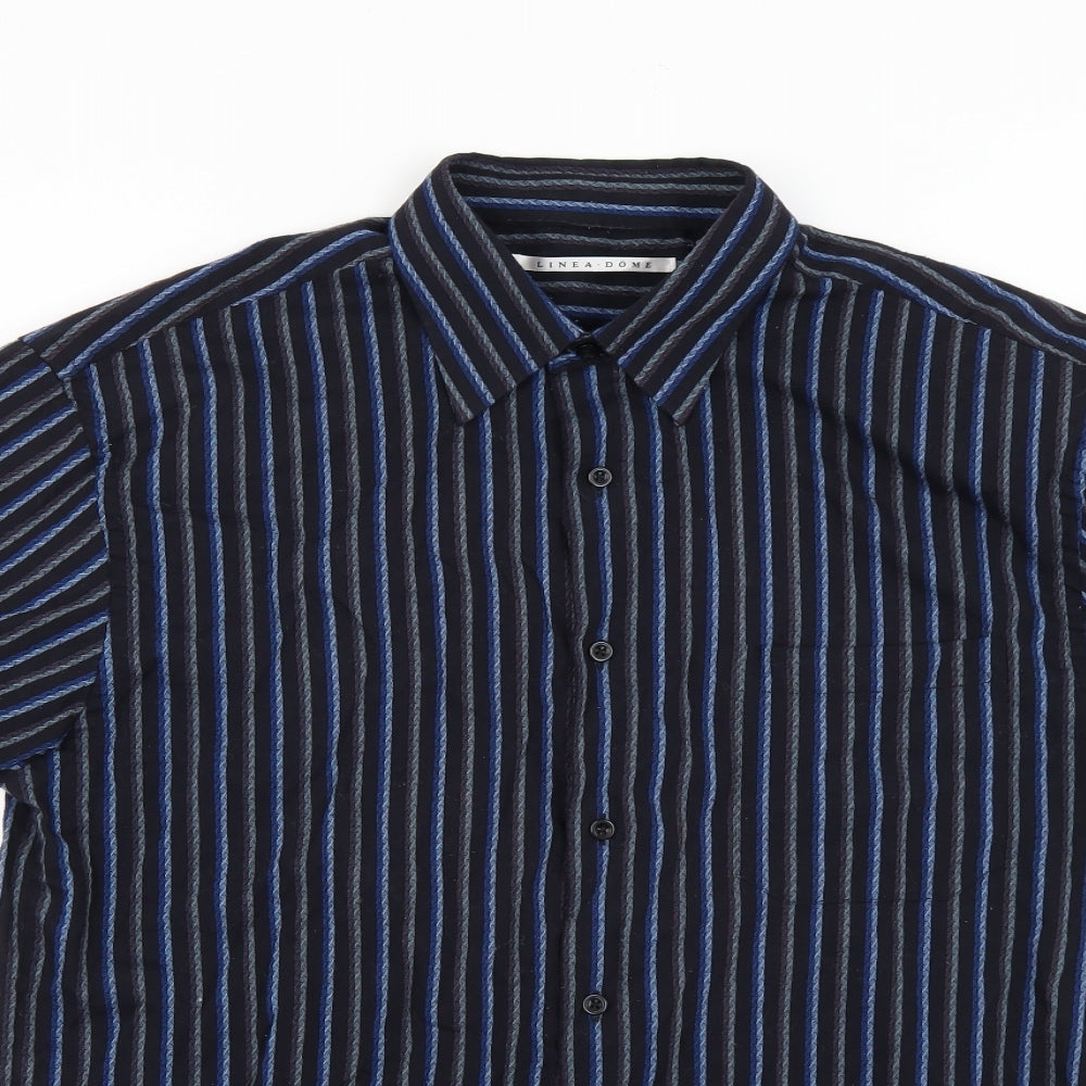 Linea Dome Mens Multicoloured Striped   Dress Shirt Size L