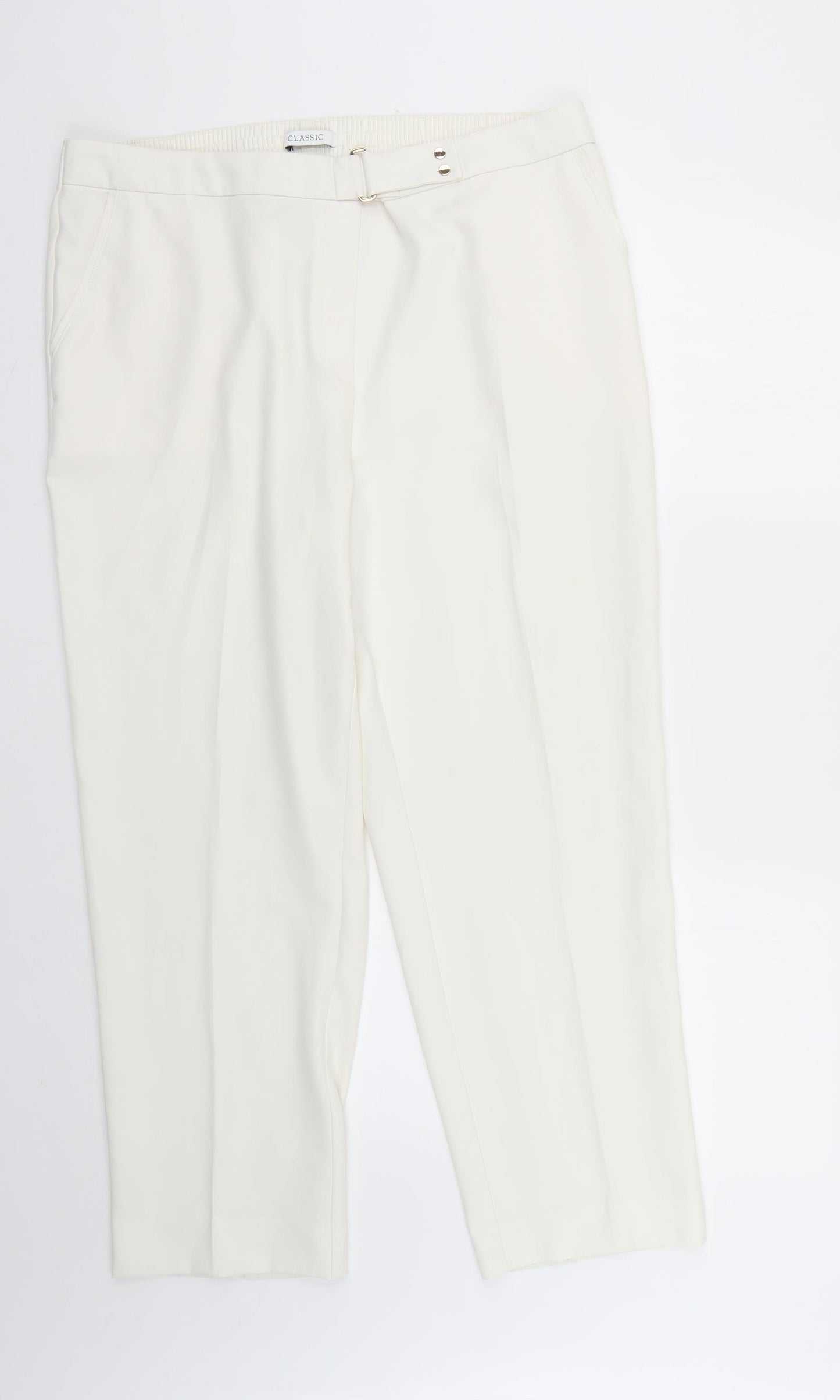 Marks and Spencer Womens White   Trousers  Size 18 L25 in