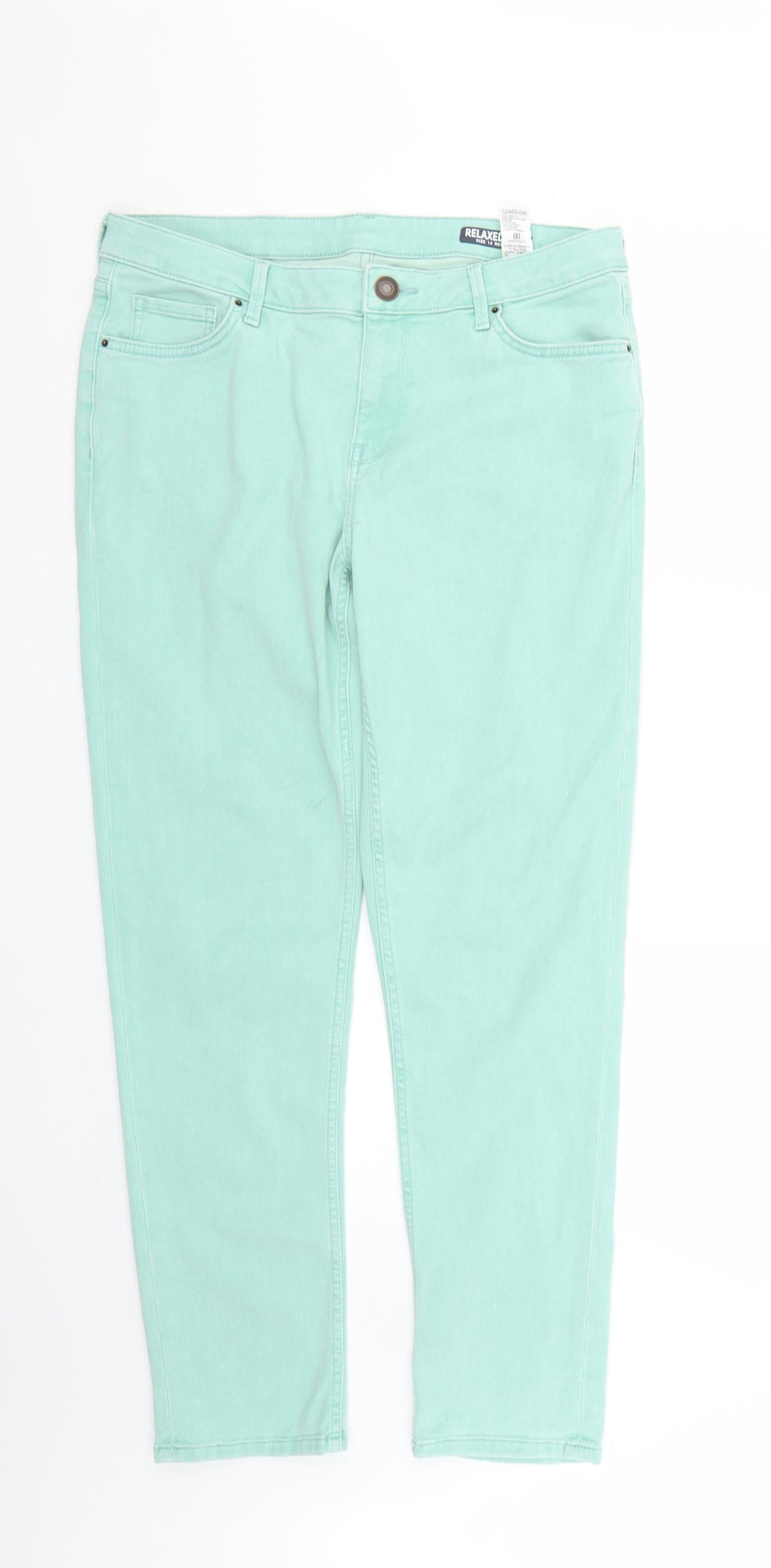 Marks and Spencer Womens Green   Straight Jeans Size 14 L28 in