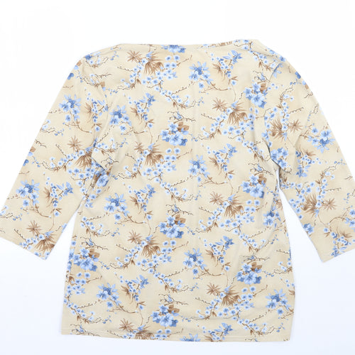 CMD Womens Beige Floral  Basic T-Shirt Size XL