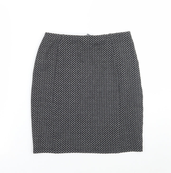 Papaya Womens Black Geometric  A-Line Skirt Size 8