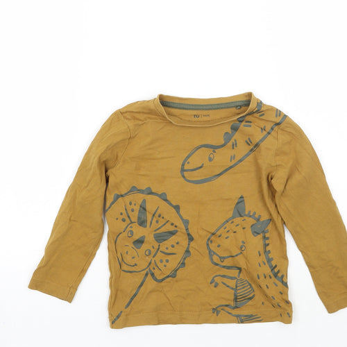 TU Boys Brown Animal Print Rayon Basic T-Shirt Size 2 Years
