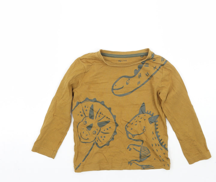 TU Boys Brown Animal Print Rayon Basic T-Shirt Size 2 Years