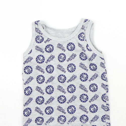 George Boys Grey Geometric  Basic Tank Size 4-5 Years