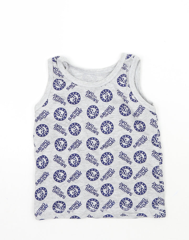 George Boys Grey Geometric  Basic Tank Size 4-5 Years