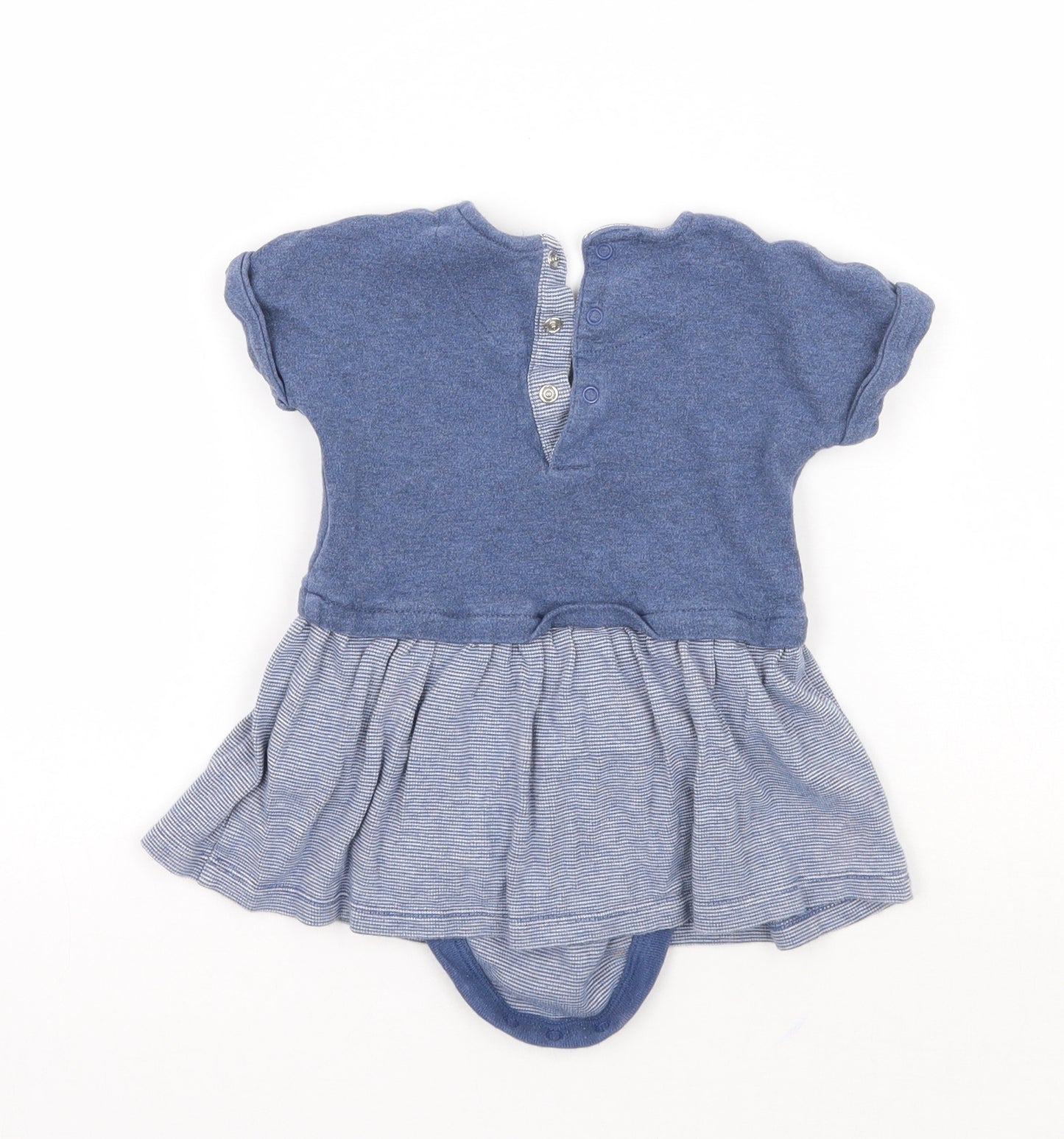 Mothercare Girls Blue Check  Babygrow One-Piece Size 6-9 Months