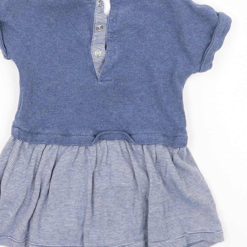 Mothercare Girls Blue Check  Babygrow One-Piece Size 6-9 Months