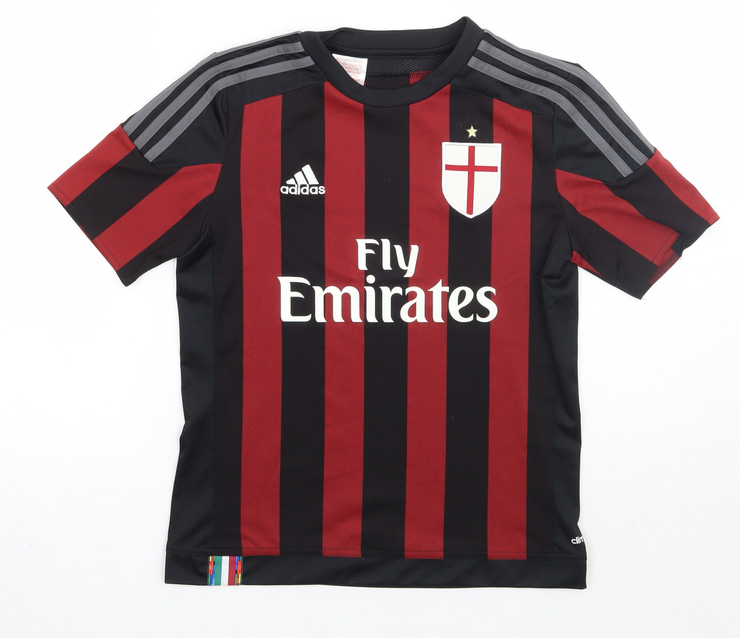 AC milan Boys Black Striped  Basic T-Shirt Size 11-12 Years  - Adidas