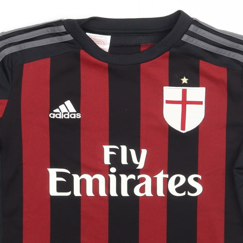 AC milan Boys Black Striped  Basic T-Shirt Size 11-12 Years  - Adidas