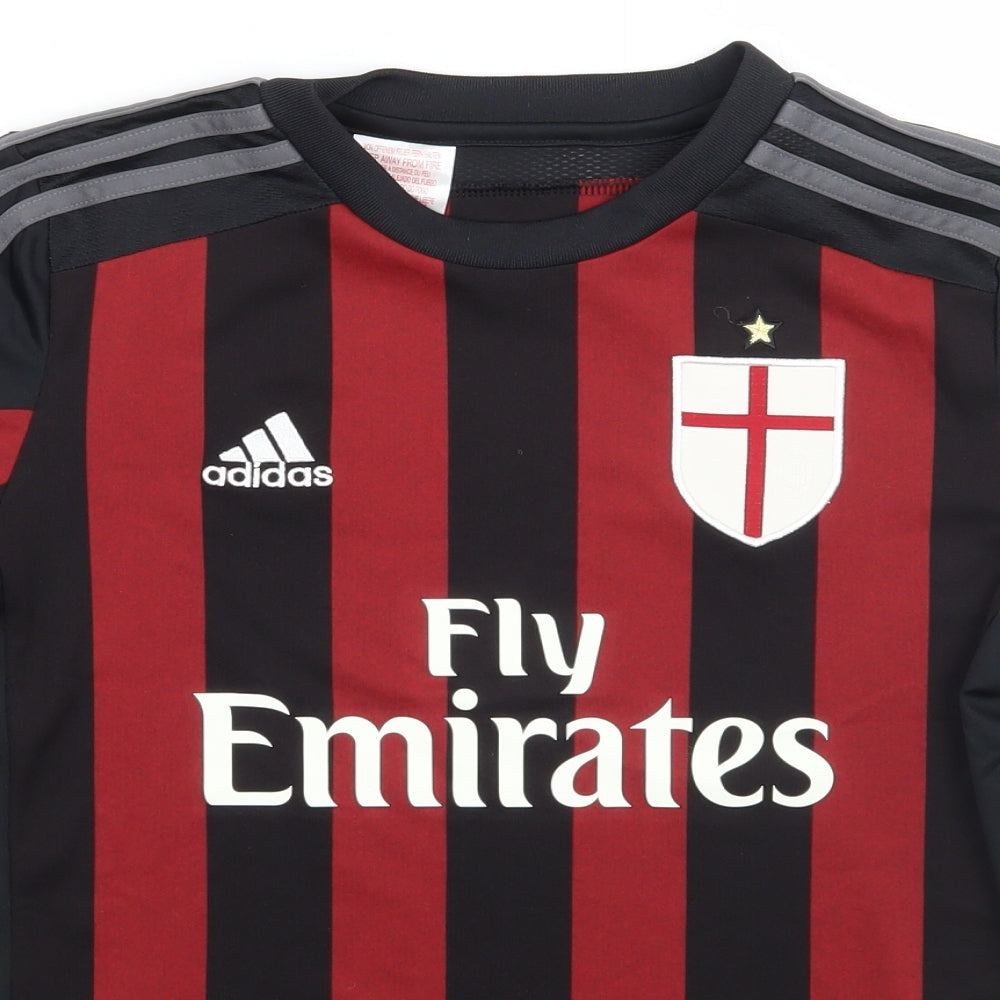 AC milan Boys Black Striped  Basic T-Shirt Size 11-12 Years  - Adidas