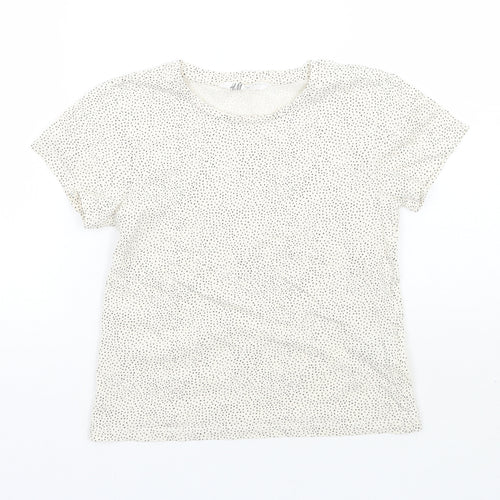 H&M Girls Beige Polka Dot  Basic T-Shirt Size 5 Years