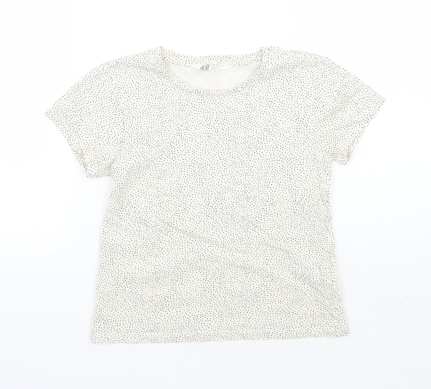 H&M Girls Beige Polka Dot  Basic T-Shirt Size 5 Years