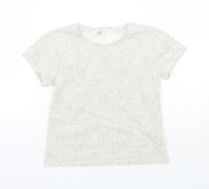 H&M Girls Beige Polka Dot  Basic T-Shirt Size 5 Years