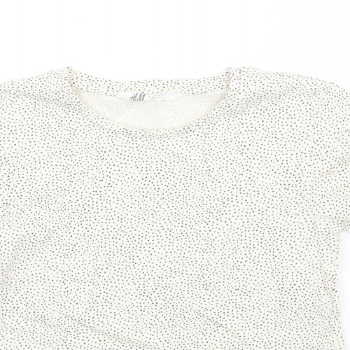 H&M Girls Beige Polka Dot  Basic T-Shirt Size 5 Years