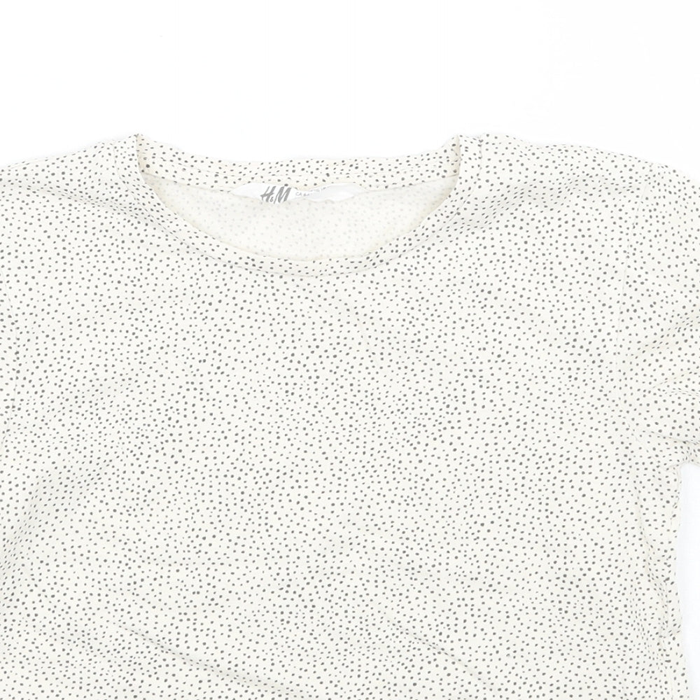 H&M Girls Beige Polka Dot  Basic T-Shirt Size 5 Years