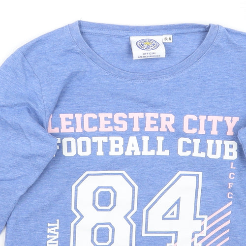 leister city Girls Blue   Basic T-Shirt Size 5-6 Years
