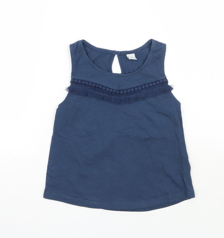 TU Girls Blue Striped  Basic Tank Size 8 Years