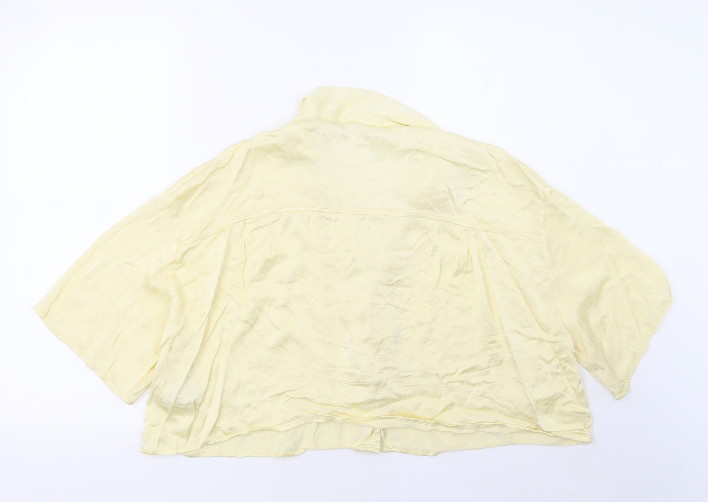 Zara Womens Yellow   Cropped Button-Up Size L