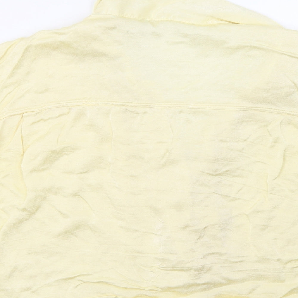 Zara Womens Yellow   Cropped Button-Up Size L