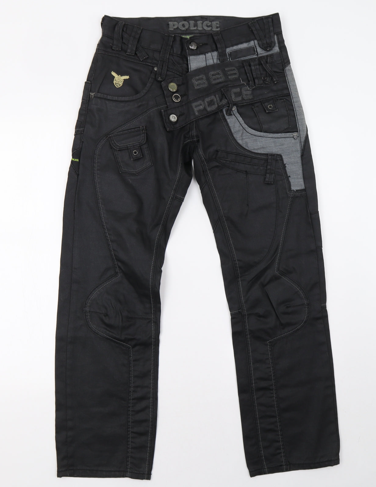 Police Mens Black   Trousers  Size 28 L30 in