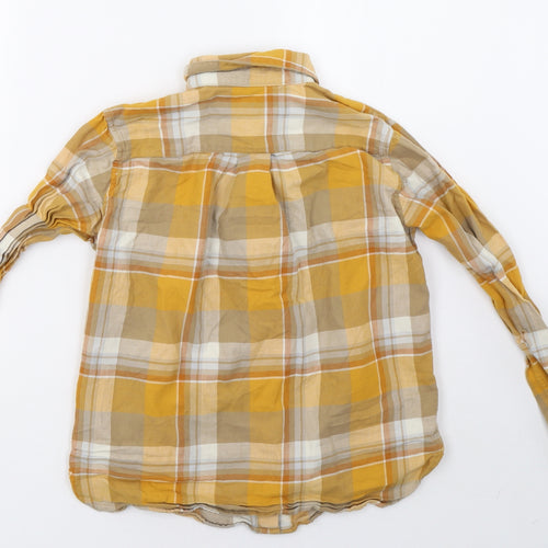 Preworn Womens Yellow Check  Basic Button-Up Size 2XS