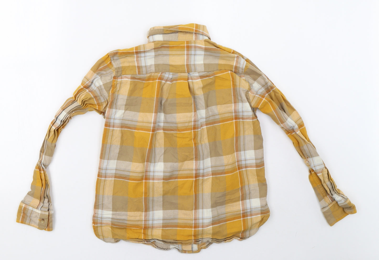 Preworn Womens Yellow Check  Basic Button-Up Size 2XS