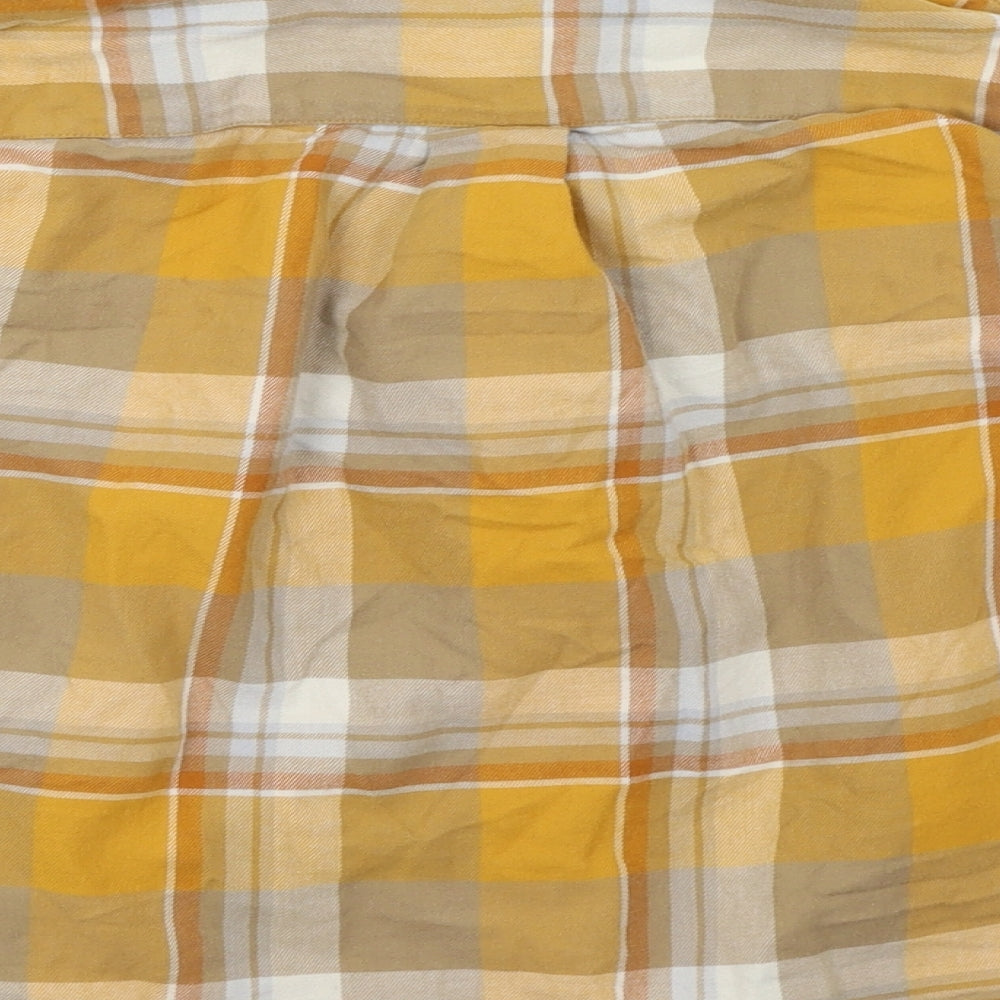 Preworn Womens Yellow Check  Basic Button-Up Size 2XS