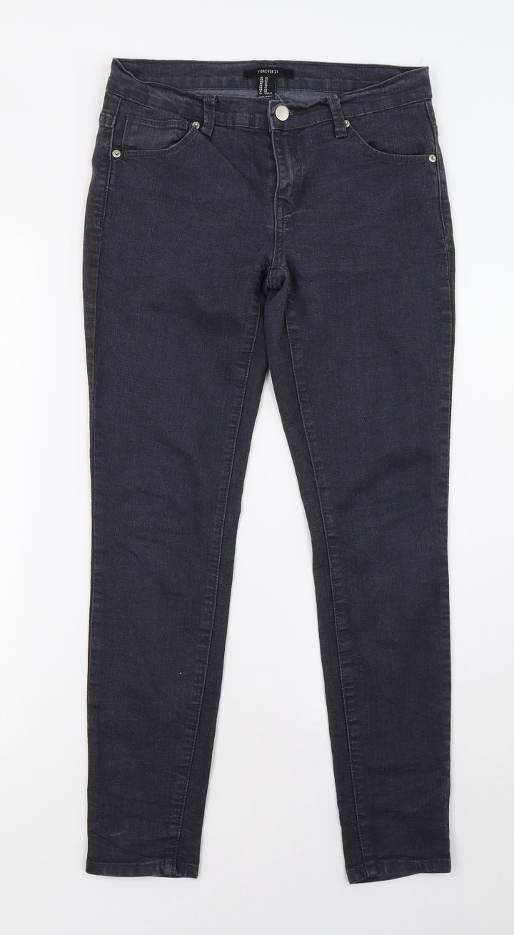 FOREVER 21 Womens Grey Denim Straight Jeans Size 8 L28 in