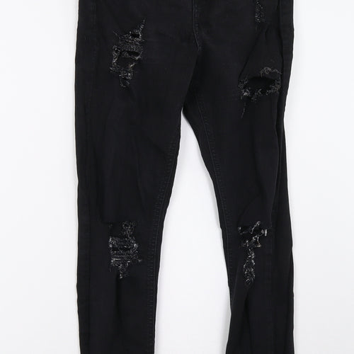Topshop Womens Black  Denim Skinny Jeans Size 28 L32 in
