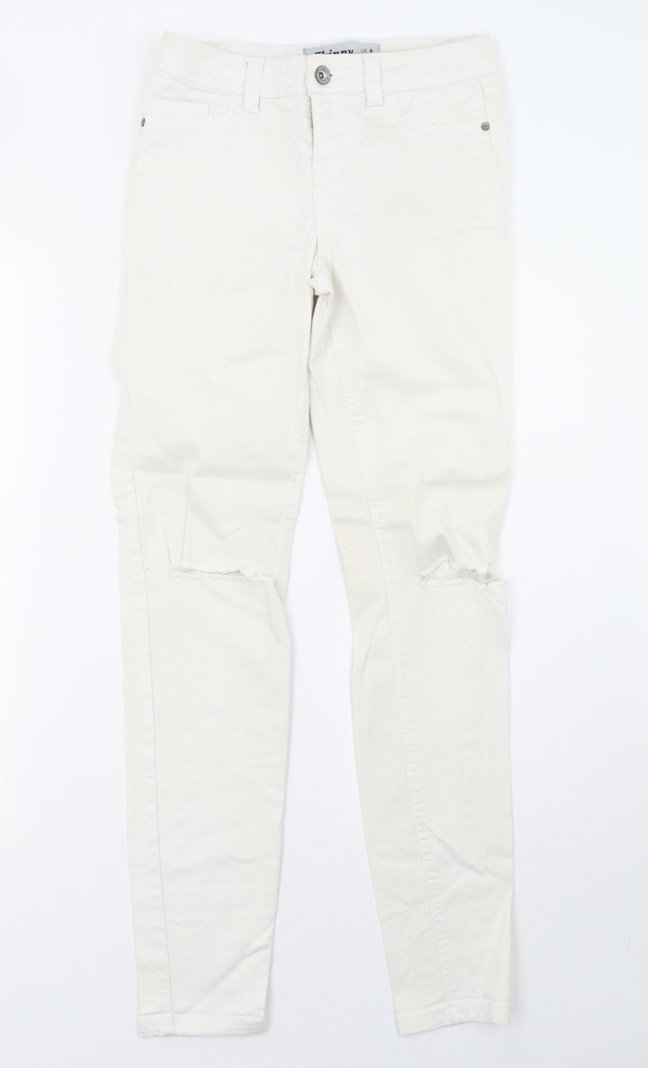 New Look Womens White Denim Skinny Jeans Size 8 L32 in