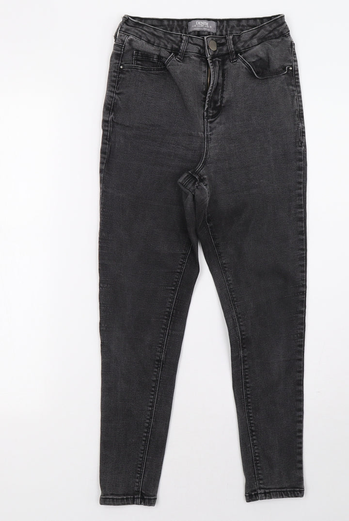 Dorothy Perkins Womens Grey Denim Straight Jeans Size 10 L26 in
