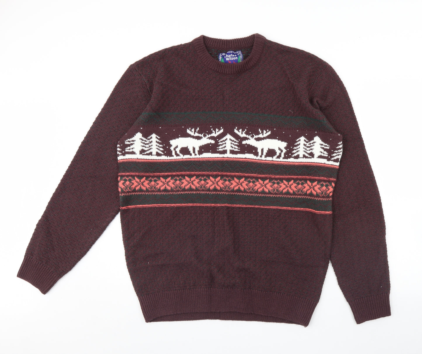Charles Wilson Mens Purple   Pullover Jumper Size XL  - Christmas jumper