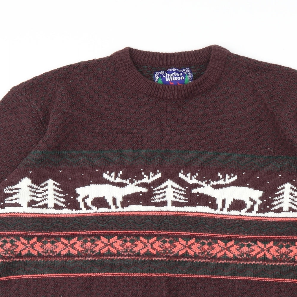 Charles Wilson Mens Purple   Pullover Jumper Size XL  - Christmas jumper