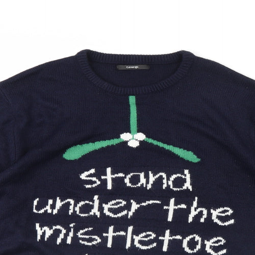 George Mens Blue   Pullover Jumper Size M  - Christmas jumper