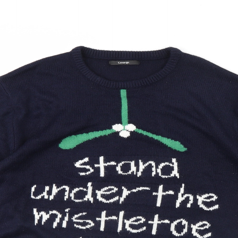 George Mens Blue   Pullover Jumper Size M  - Christmas jumper