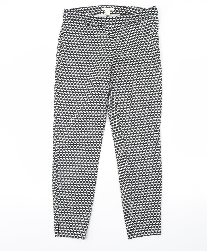 H&M Womens Black Geometric  Trousers  Size 10 L30 in
