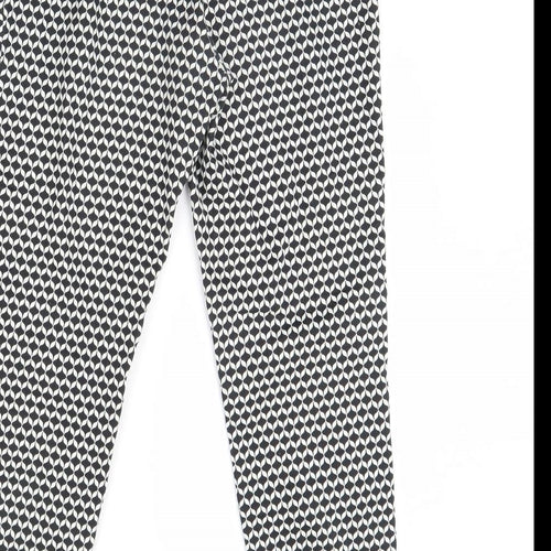 H&M Womens Black Geometric  Trousers  Size 10 L30 in