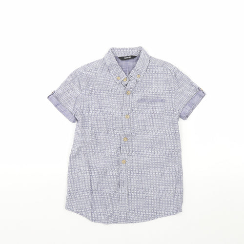 George Boys Blue Geometric  Basic Button-Up Size 6 Years