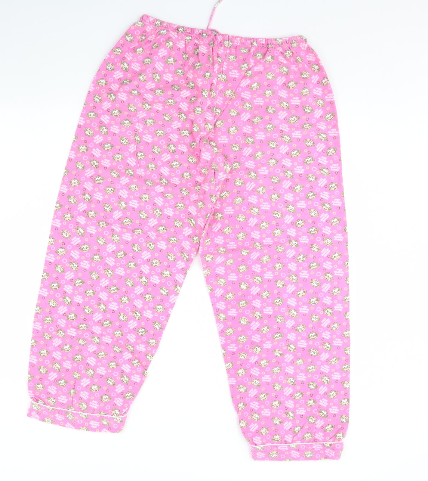 Secret Posessions Womens Pink Animal Print  Cami Pyjama Pants Size 14  - Monkey