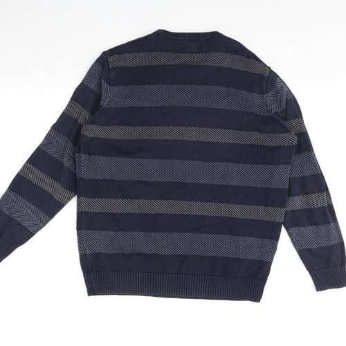Maine Womens Blue Striped  Pullover Jumper Size L
