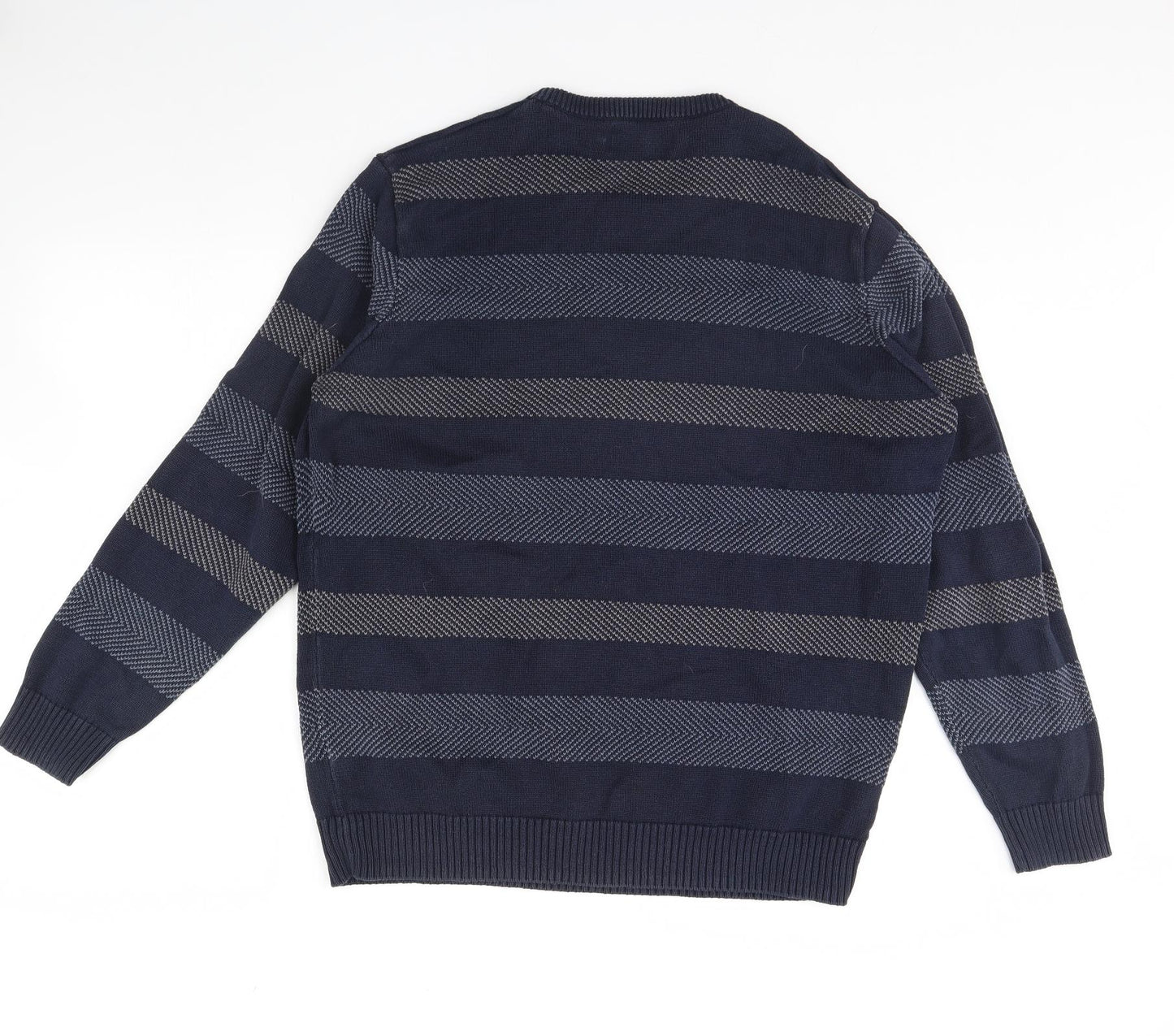 Maine Womens Blue Striped  Pullover Jumper Size L