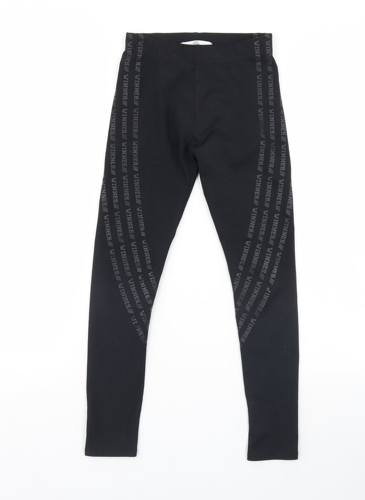 m&s Girls Black   Capri Trousers Size 8 Years