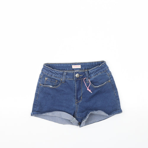 Preworn Girls Blue  Denim Cut-Off Shorts Size 9 Years