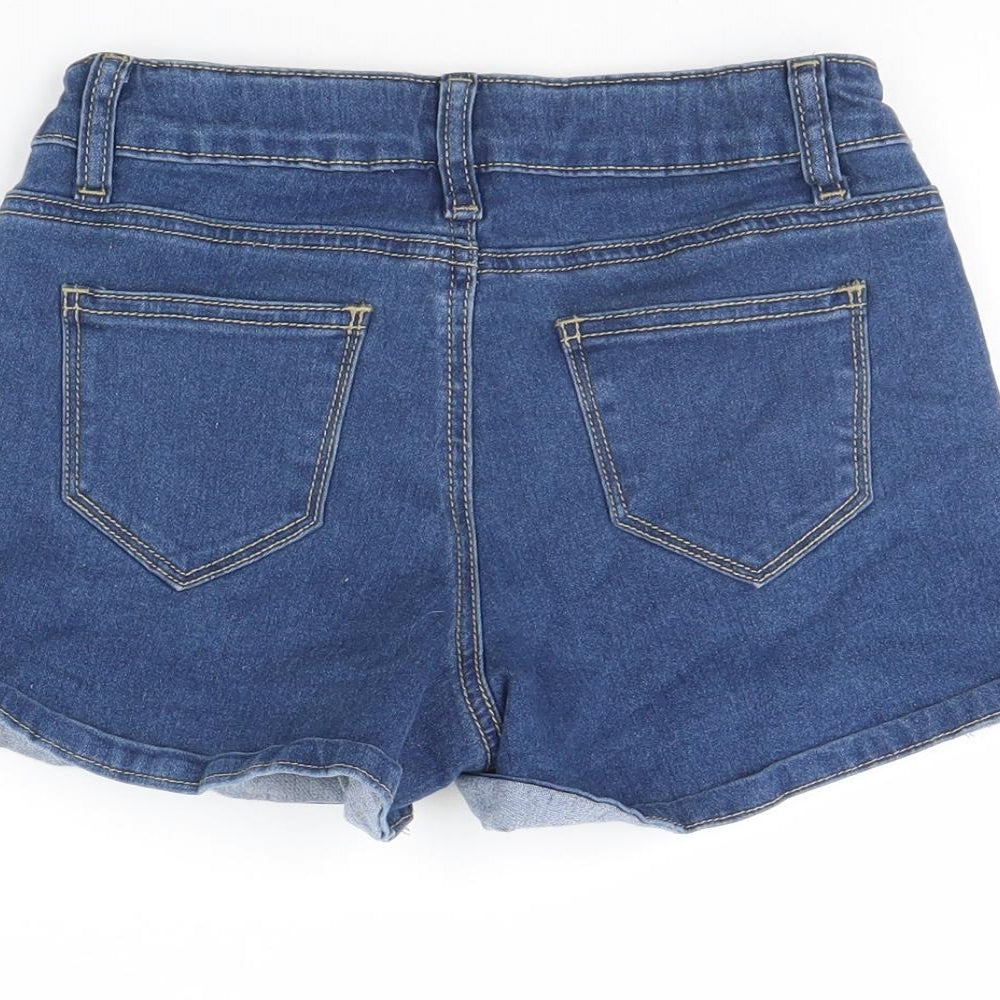 Preworn Girls Blue  Denim Cut-Off Shorts Size 9 Years